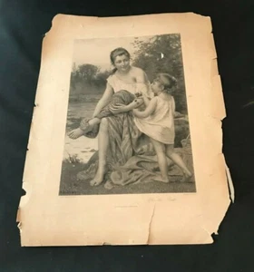 Francois-Alfred Delobbe "After the Bath" 1893 Print 16.75" x 12.5" - Foto 1 di 1