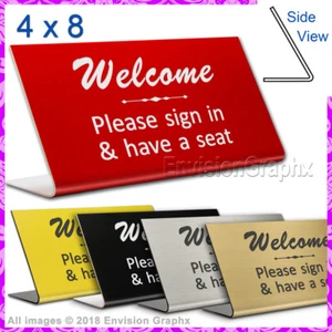 4x8 graviertes Kunststoff Profi Büro Rezeption Schild WILLKOMMEN BITTE ANMELDEN - Bild 1 von 6