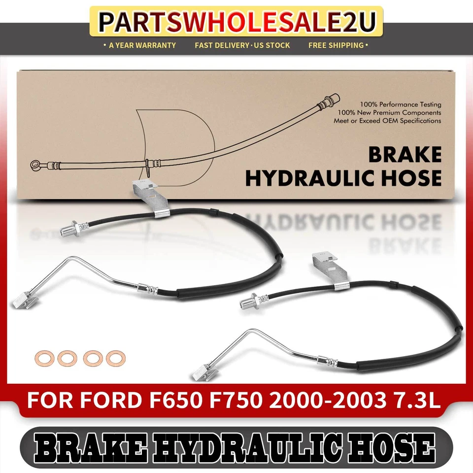 Manguera hidráulica de freno izquierdo conductor delantero izquierdo 2 piezas para Ford F650 F750 2000 2001-2003 Foto 1 de 4