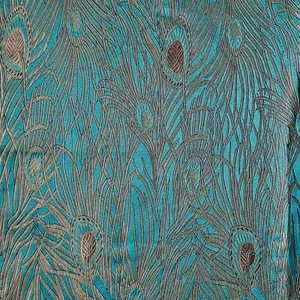 Faux Silk Brocade(Peacock Feather Eye)Jacquard Damask Kimono Fabric Material*Bn7 - Picture 1 of 52