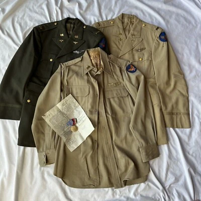 WWII US Army Air Corp Named Pilot Uniform Group 3 Sterling Wings Bullion Patches - Image 1 of 4