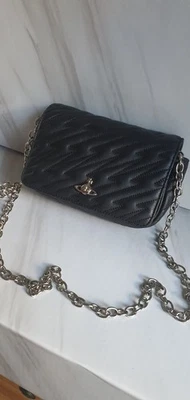 VIVIENNE WESTWOOD BLACK LEATHER MINI COVENTRY BAG WITH CHAIN STRAP RRP £320 - Image 1 of 4