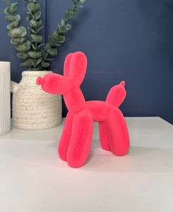 Rosa Samt Ballon Hund Kunst Ornament Skulptur | Wohndeko Geschenke | Unikat - Bild 1 von 5