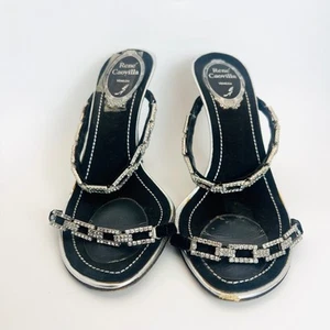 Seltene Vintage Y2K Rene Caovilla Kristall ineinandergreifende verzierte Doppelriemen-Heels - Bild 1 von 14