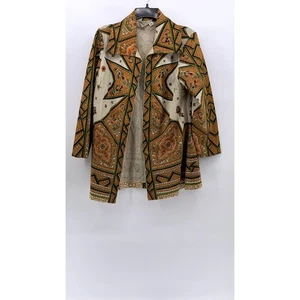 Blazer BERNARDO Mujer Vintage Años 60 Naranja Estampado Manga Larga Talla L - Imagen 1 de 12