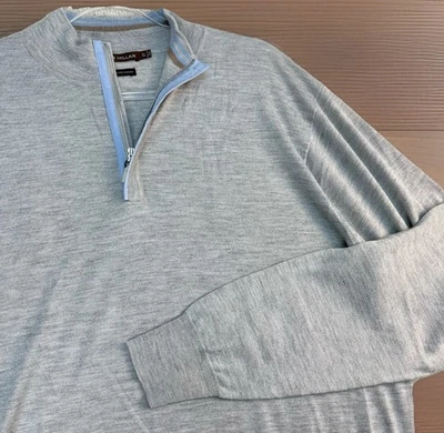 Suéter Peter Millar Para Hombres XL Seda Cachemira Cuarto Cremallera Gris Claro MS15RS02 $295 Foto 1 de 4