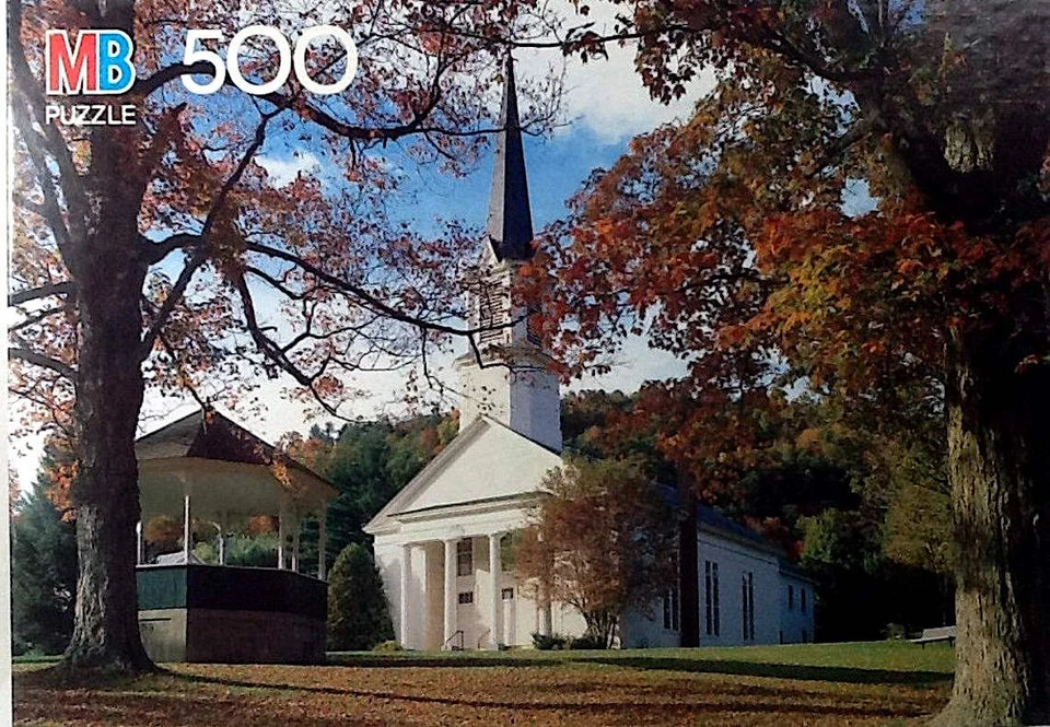 1990 Sharon Vermont Chapel 500 pc 13-7/8" X 19-7/8" Milton Bradley Puzzle - Image 1 of 1
