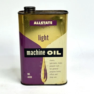 Винтажная банка Allstate Sears Quart Light Machine масло фиолетовый номер Деталь 4408. полный - Изображение 1 из 4