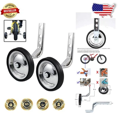Ruedas de entrenamiento de bicicleta de alta resistencia 14-18" estabilizadores de bicicleta para niños metal plateado Foto 1 de 4