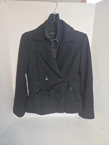 Guess Damenmantel schwarz Wolle Erbse Größe L mit integriertem Latz - Bild 1 von 13