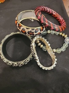  5 Beads & Glass BOHO Bracelets India Inspired With  Ornaments Multi Colors R505 - Picture 1 of 7