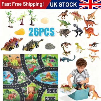 Large case of Dinosaurs Plastic Animals 26 pce Set T Rex Stegosaurus New Toys - Image 1 of 4