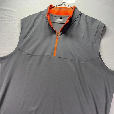 Nike Golf Vest Mens 2XL 1/4 Zip Tour Performance Sleeveless Jacket Gray Orange - Image 1 of 4