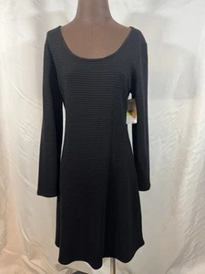 Karen Kane Erin A-Line Sweater Dress Long Sleeve Scoop Neck Bibbed Black Size M - Picture 1 of 19