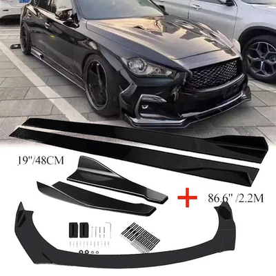 For INFINITI Q50 2014-2022 Front Bumper Lip /Spoiler Splitter 86.6" Side Skirt - Image 1 of 4