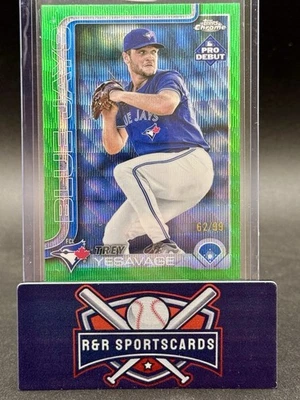 2025 Topps Pro Debut Trey Yesavage Green Wave Chrome Refractor /99 Blue Jays - Image 1 of 2