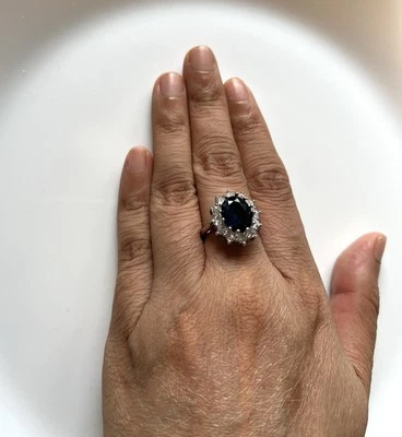 925 Silber verstellbarer Ring Silberring Blau Zirkon für Damen und Herren - Bild 1 von 4