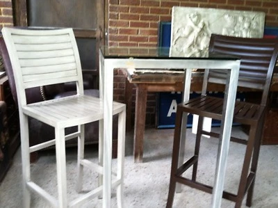 NEW Two 30" Aluminum Palm Bar Stools Bistro Set Table Patio Furniture HI QUALITY - Image 1 of 4