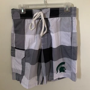 Michigan State Spartans Mens Size Small Swim Trunks Checkered Sparty Logo - Picture 1 of 4