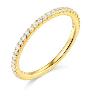 1.25 Ct Round Real 14k Yellow Gold Created Diamond Engagement Wedding Band Ring - Picture 1 of 3