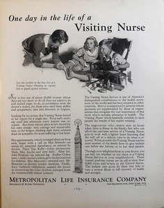 1934 Metropolitan Life Insurance Co Stampa d'epoca Pubblicità Visita Infermiere Bambini - Foto 1 di 3