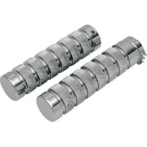 ACCUTRONIX GR100-KNC Chrome Knurled Notched Custom Hand Grips - Harley Cable Op - Image 1 of 1