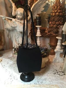 Ramie and Polyester Black Purse 9” with Black Interior - Picture 1 of 5