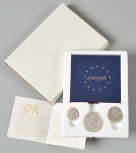 1976-S US Mint 40% Silver Proof coin set Bicentennial 3 Coin Set BU COA OGP - Picture 1 of 8