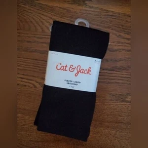 NEW CAT & JACK Girls 7-10 black fleece lined leggings - Picture 1 of 3