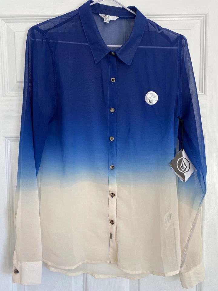 New With Tags VOLCOM OMBRE Button-Down Shirt Women’s Size S Beach Festival Surf - Image 1 of 4