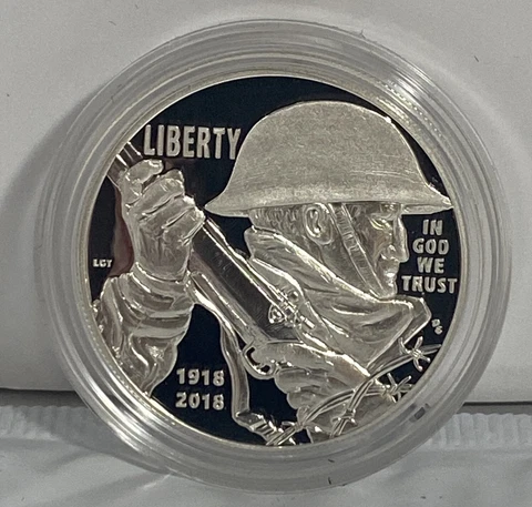 2018 $1 World War 1 Centennial Proof Silver Dollar In OGP/COA # 2722 Cover