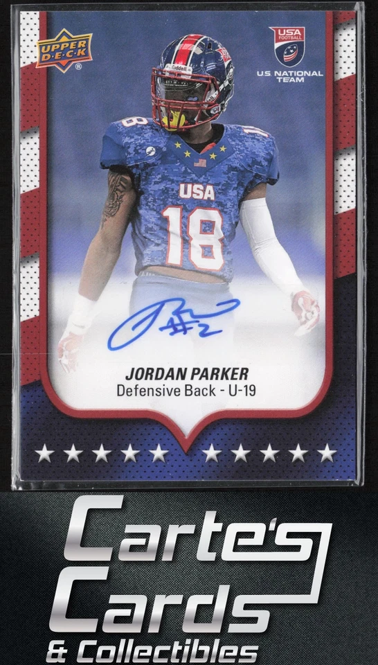 Jordan Parker 2016 Upper Deck USA Football #18 Autographs USA Auto - Image 1 of 2