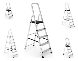 Angebot Premium Stufenstehleiter Haushaltsleiter Klappleiter TÜV-EN Alu 150kg - Bild 1 von 36