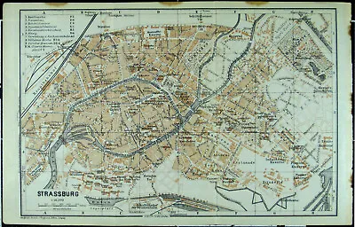 STRASSBURG, Alter Farbiger Stadtplan, Datiert 1913 • 15€
