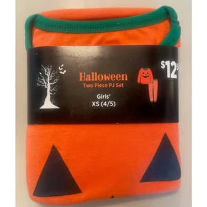 New 2 Piece Girls Pumpkin Pajama Set Halloween Trick or Treat PJ Lounge Comfy XS - Picture 1 of 3