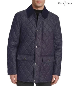 COLE HAAN SIGNATURE NWT $275 DIAMOND QUILTED BARN NAVY JACKET. SIZE L - Picture 1 of 11