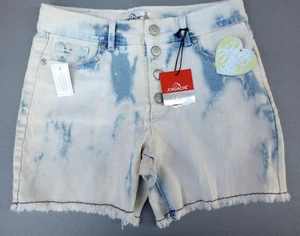 Jordache Denim Jean Shorts, Girls Size 12 Adjustable Waist Cloud Dye Midi Bleach - Picture 1 of 6