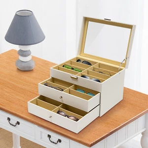 Caja organizadora de vitrina de almacenamiento de gafas de 24 ranuras para gafas de sol regalo de gafas - Imagen 1 de 16