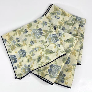 Vintage Cloth Napkins Roses Blue Green Gold Cotton Cottagecore 60s 70s Lot of 7 - Picture 1 of 5