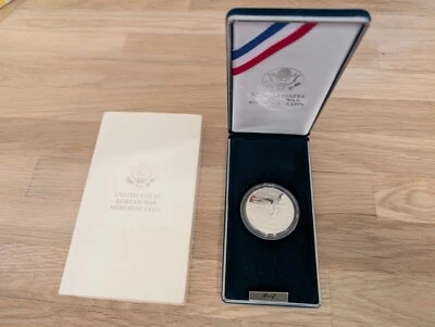 1991-P US Mint Proof Korean War Commemorative Silver Dollar Coin OGP Box + COA - Image 1 of 4