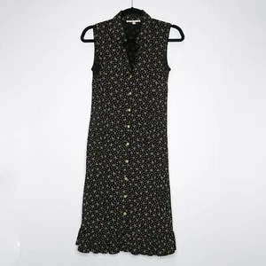 Nanette Lepore VTG Womens Dress Size 4 Black Cream Floral Sleeveless 90s Friends - Picture 1 of 11