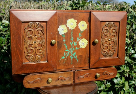 VINTAGE 1960s wood apothecary wall cabinet Cover