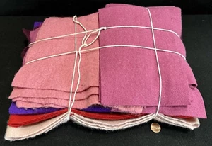 Vintage - 100% WOOL Fabric LOT: LARGE Swatches - PINK & REDS - Wool Penny - Picture 1 of 4