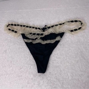 NWOT Jezebel Black with Lace Trim String Thong size L - Picture 1 of 6