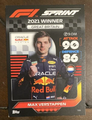 2022 Topps F1 Turbo Attax Sprint Winner Max Verstappen #166 - Image 1 of 2