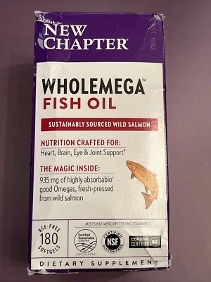 全新 Chapter Wholemega 1000 毫克全鱼油 180 粒软胶囊 — 第 1/2 张图片