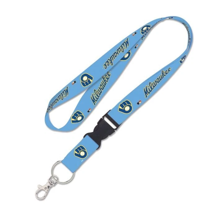 MILWAUKEE BREWERS KEYCHAIN LANYARD WITH DETACHABLE BUCKLE 1" WIDE 22" LONG MLB - Image 1 of 1