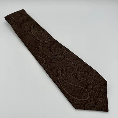 Corbata clásica DKNY para hombre marrón cachemira 100 % seda hecha en EE. UU. Foto 1 de 4