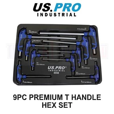 US PRO INDUSTRIAL 9pc Premium T-Handle Hex Allen keys Screwdriver Set H1.5 - H10 - Image 1 of 4