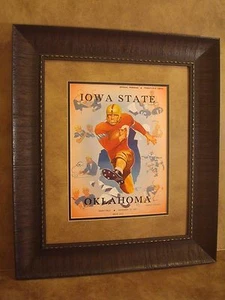 VINTAGE OKLAHOMA SOONERS COLLEGE FOOTBALL PROGRAM FRAMED "OU VS. IOWA STATE" - Picture 1 of 7
